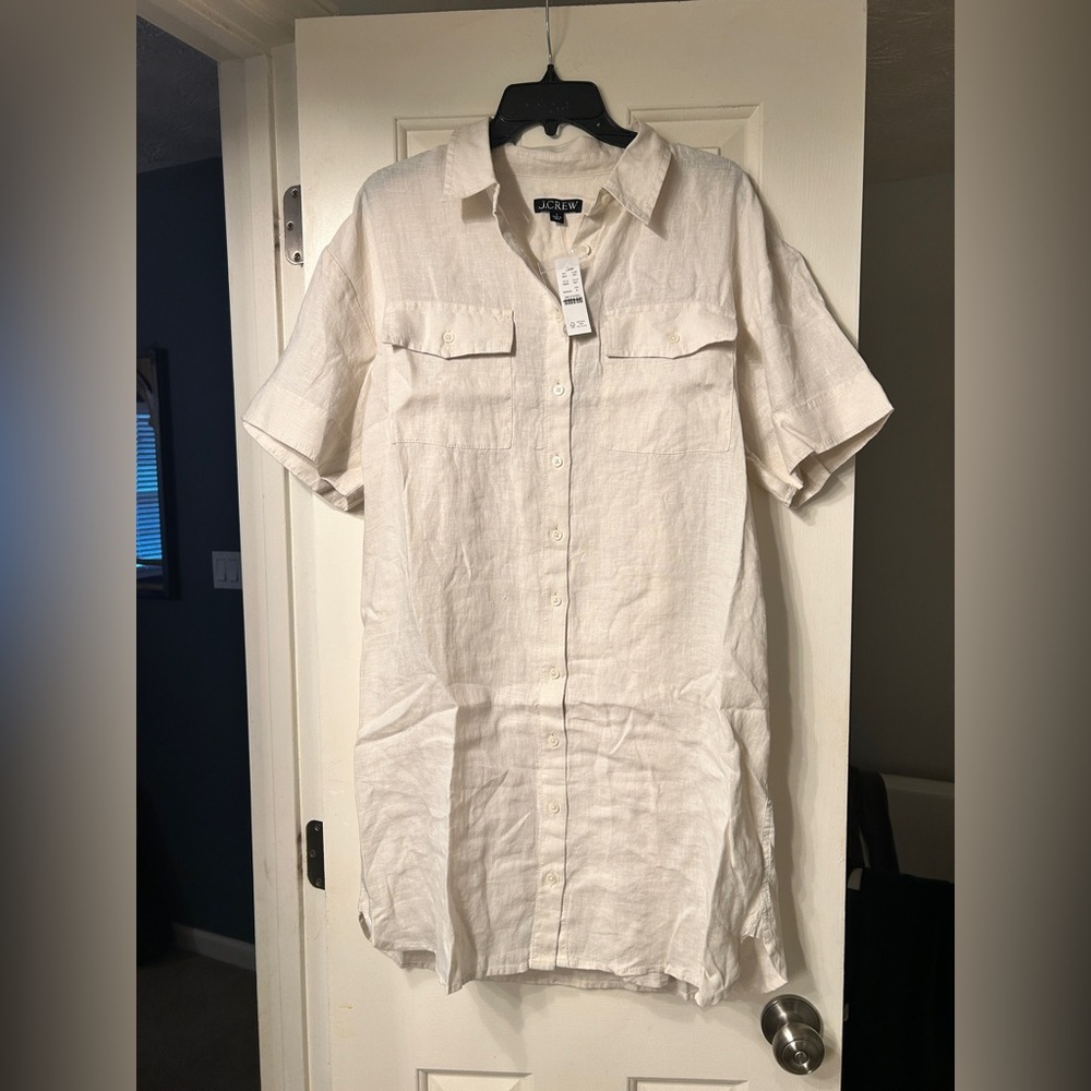 J Crew NWT Utility Shirt Dress in Linen Short Sleeve Size Small in Color
Natural - Picture 3 of 10